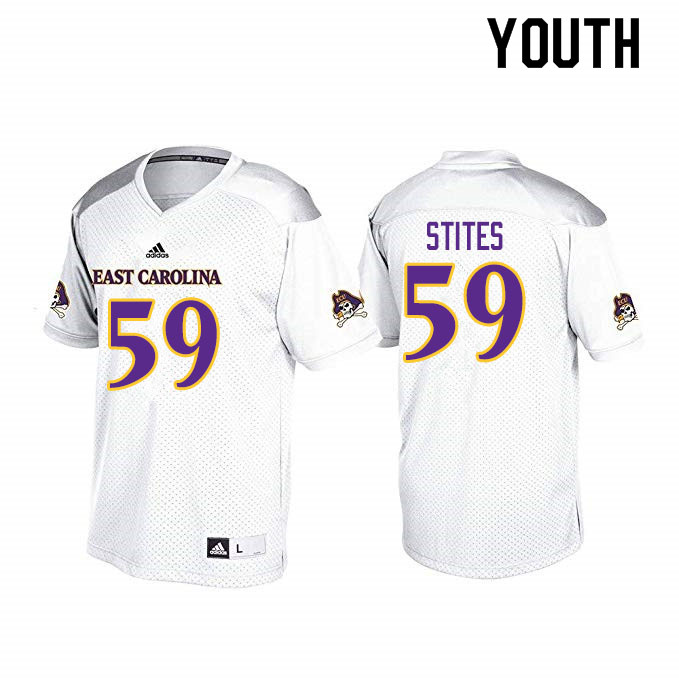 Youth #59 Nick Stites ECU Pirates College Football Jerseys Sale-White - Click Image to Close